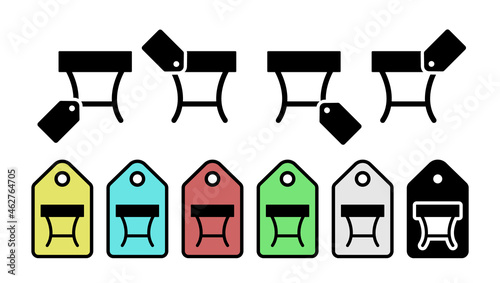 Table glyph vector icon in tag set illustration for ui and ux, website or mobile application