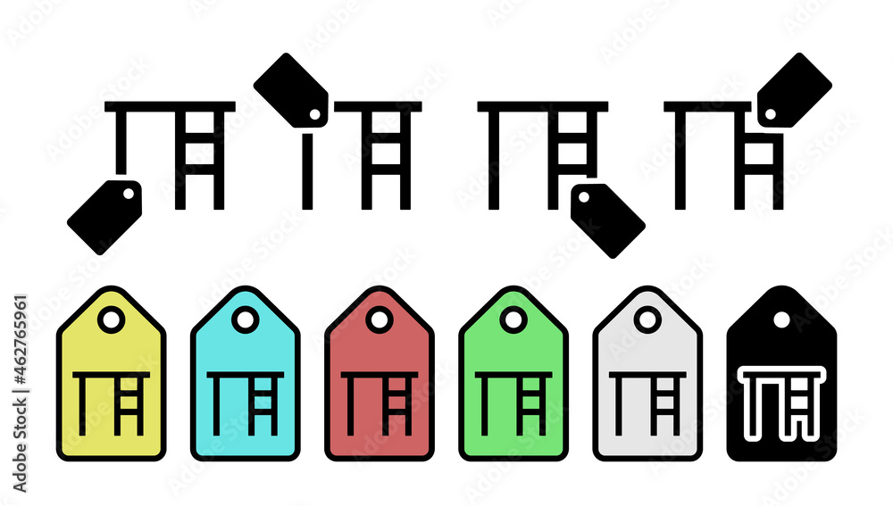 Fototapeta premium Computer table glyph vector icon in tag set illustration for ui and ux, website or mobile application