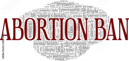 Abortion Ban vector illustration word cloud isolated on white background.