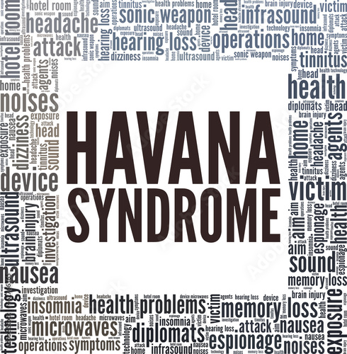 Havana Syndrome vector illustration word cloud isolated on white background.