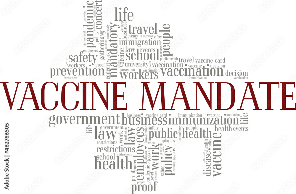 Fototapeta premium Vaccine Mandate vector illustration word cloud isolated on white background.