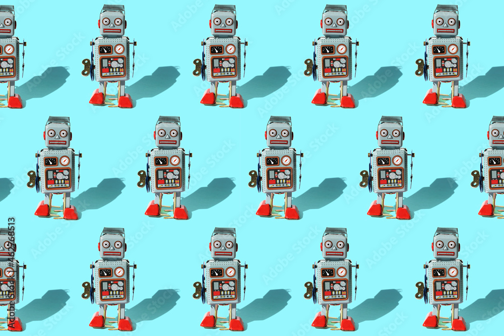 Pattern of vintage robot toys