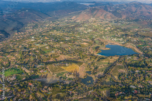 USA, California, Del Mar, Aerial view of villas photo