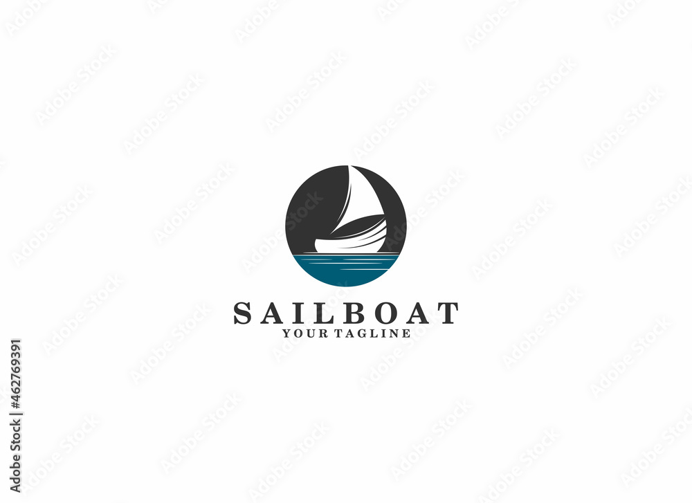 sailing ship illustration logo on white background sailing ship illustration logo on white background