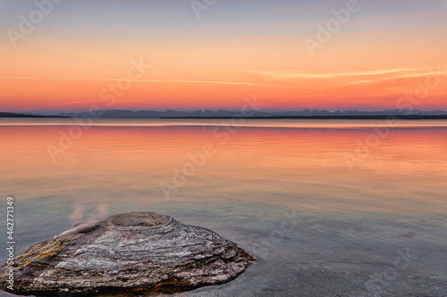 Sunset at the Lake and a small Geyser