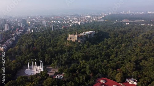 Castle of Maximiliano de Habsburgo in Mexico city rounded by national forest of Chapultepec on the day photo