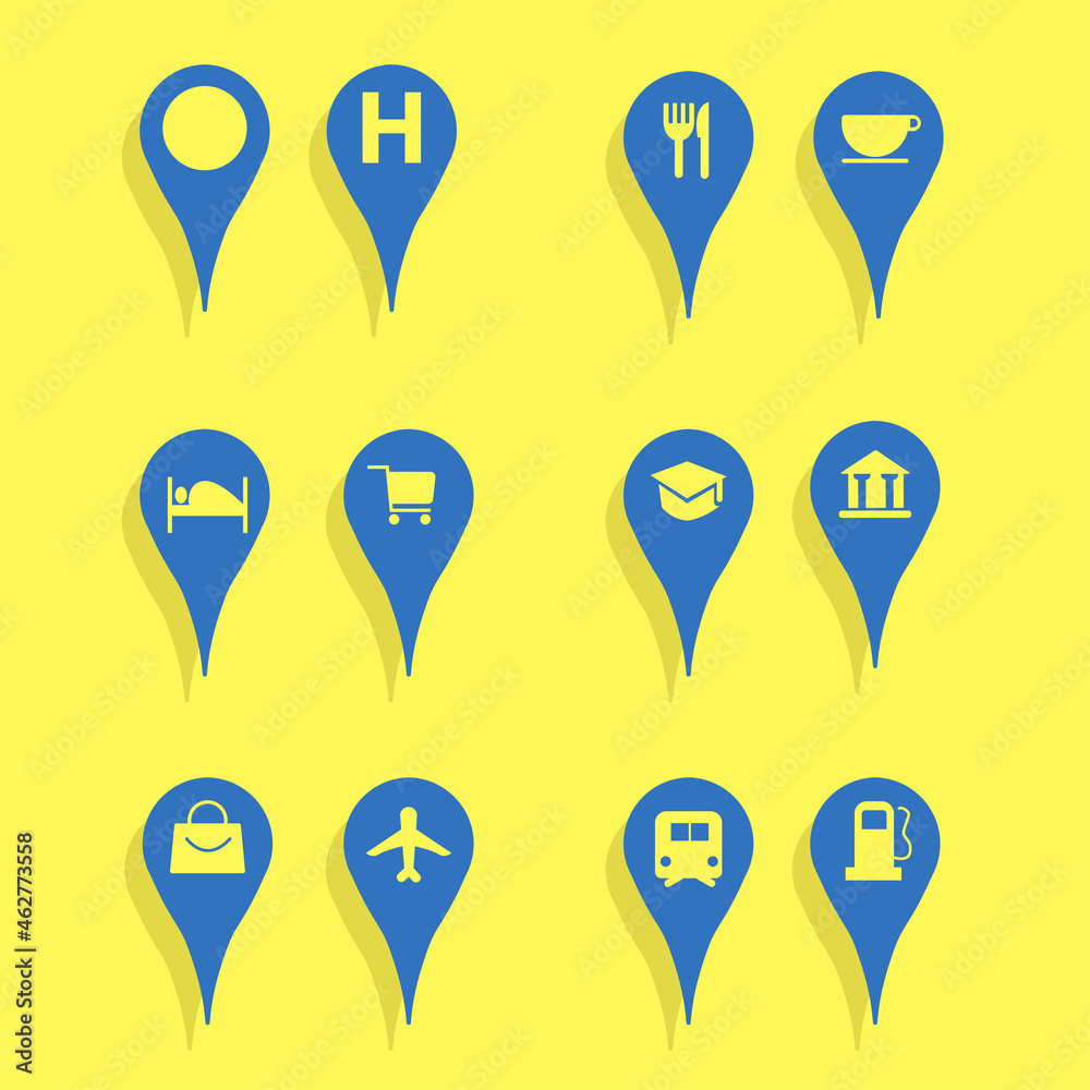 a pack of logo icons on maps