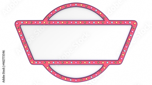 Pastel light board sign retro on white background. 3d rendering