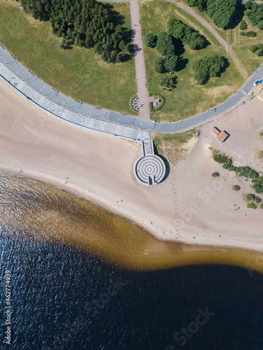 Aerial view over beach park, St. Petersburg, Russia