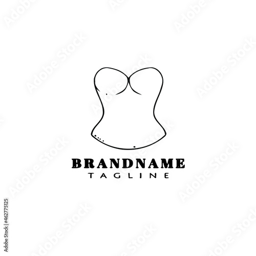 cute bustier logo cartoon icon design template black isolated vector illustration