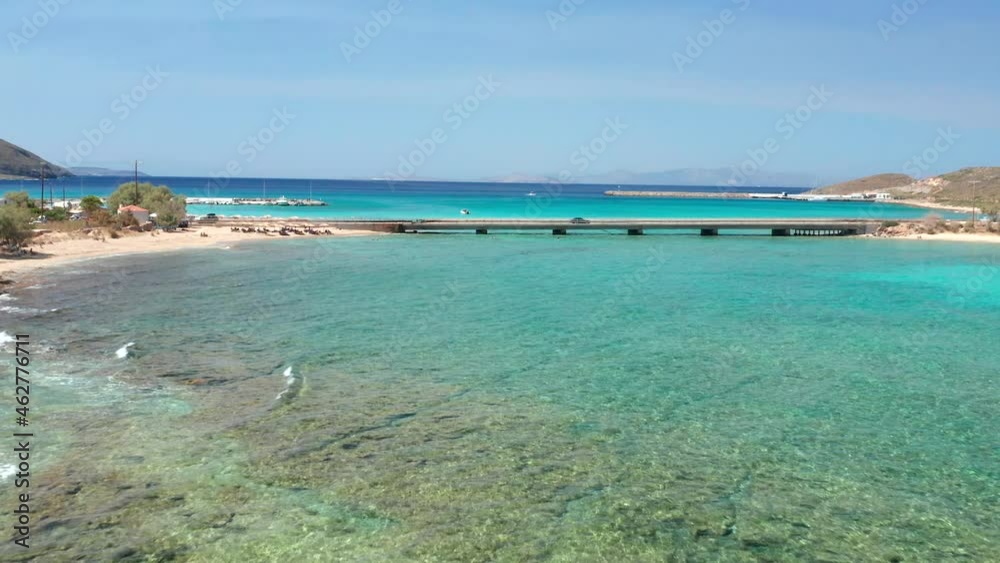 Diakofti Car bridge spanning a crystal clear, turquoise, and bright water body, Kythira Greece Diakofti Car bridge spanning a crystal clear, turquoise, and bright water body, Kythira Greece