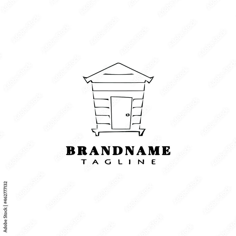 cabana beach logo cartoon icon design template black isolated flat illustration