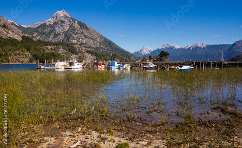 View of lakes Nahuel Huapi and slopes of mountain Cerro Campanario near Bariloche. Argentina, South America