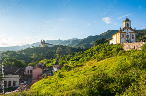 Churches on top of the Unesco world heritage site Ouro Preto, Minas Gerais, Brazil