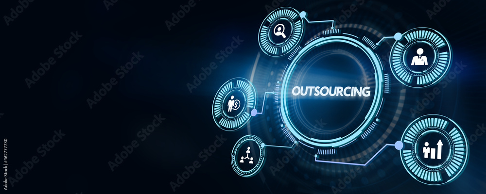 Business, Technology, Internet and network concept. Outsourcing Human Resources. 3d illustration