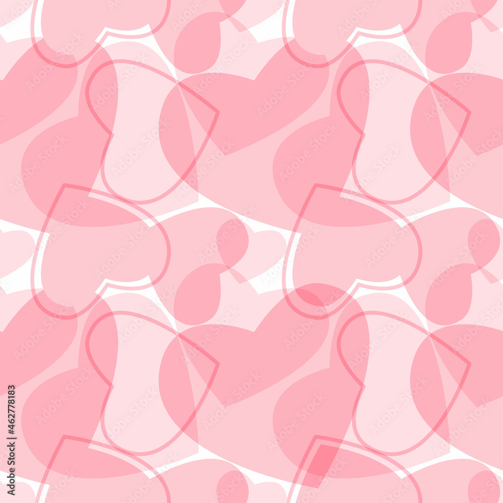Modern abstract pattern with pink heart seamless pattern on white background. Use for textile, fabric, print,wrapping, wallpape design. Vector background. Valentines day elements. EPS10 