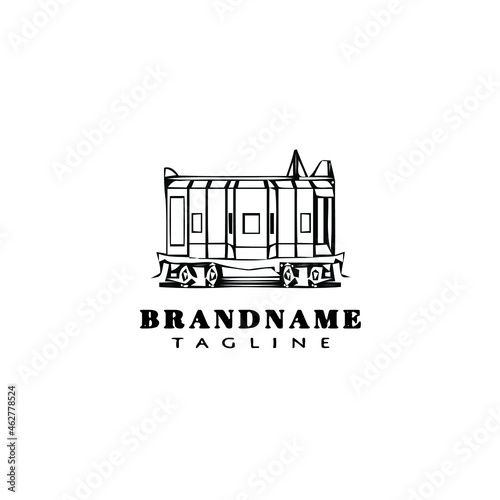 caboose logo cartoon icon cute template black isolated vector illustration
