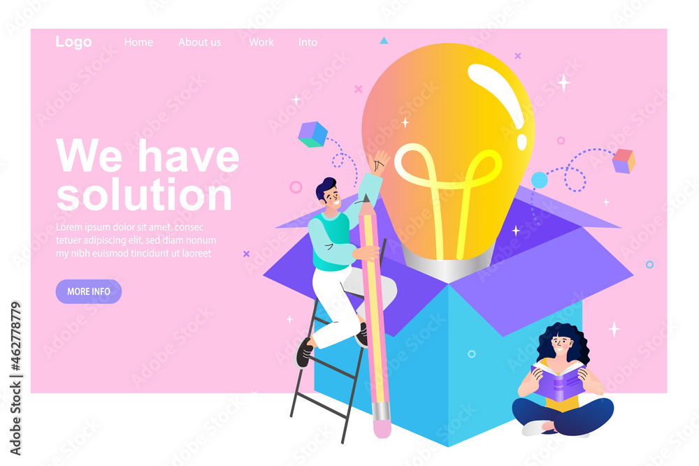 Start up investors landing page website. personal growth, professional development, increase in income. big idea concept. vector illustration for webpage.