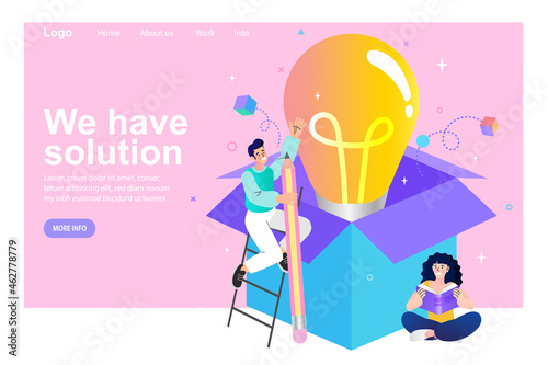 Start up investors landing page website. personal growth, professional development, increase in income. big idea concept. vector illustration for webpage.
