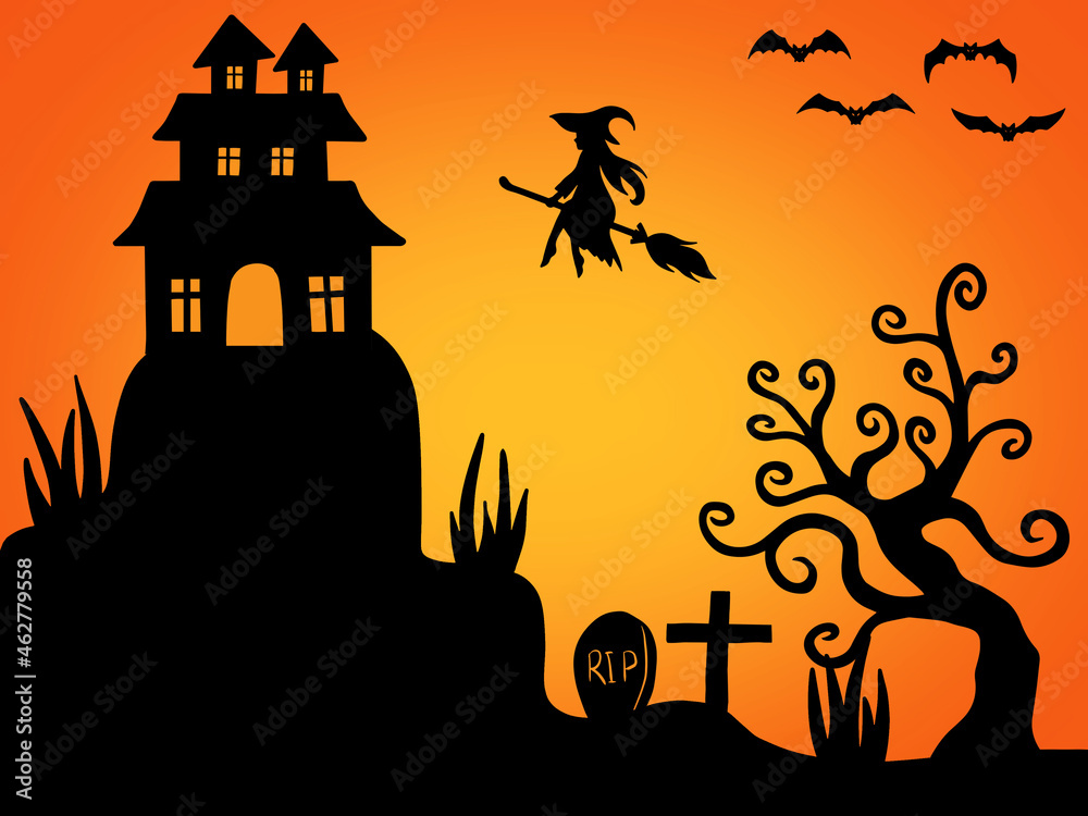 Halloween Scary Background illustration in Spooky Night