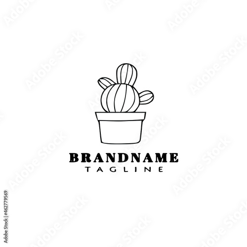 cactus logo cartoon design icon black isolated vector illustration