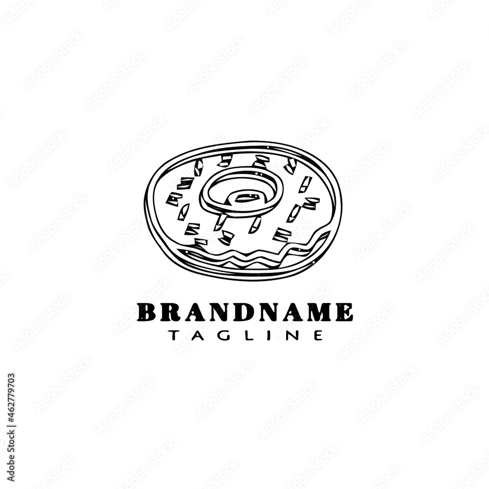 donuts logo cartoon design symbol icon black isolated vector illustration