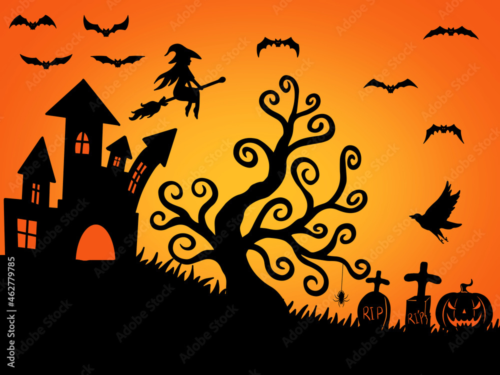 Halloween Scary Background illustration in Spooky Night Halloween Scary Background illustration in Spooky Night