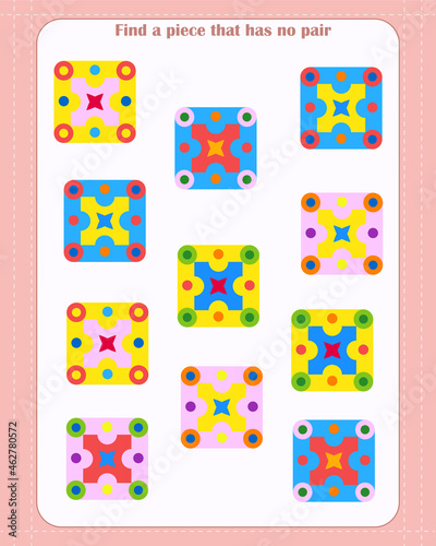  Logic game for children. Find which shape is unpaired. Development of attention