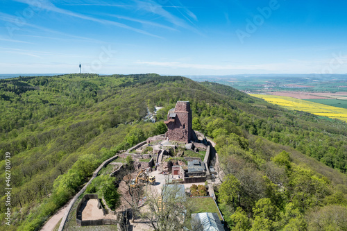 Germany, Thuringia, Aerial view of Kyffhaeuser Monument surrounded by green forest photo