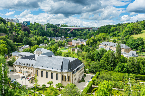 High angle view of old quarter in Luxembourg photo