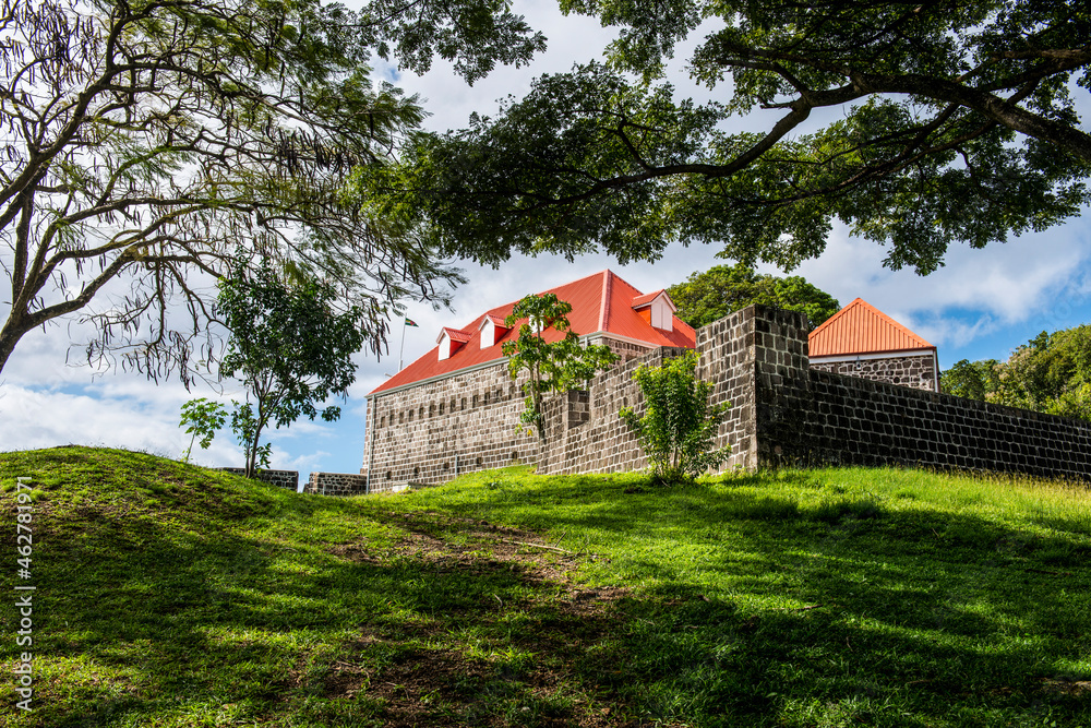 Low angle view of Fort Shirley on hill, Dominica, Caribbean Low angle view of Fort Shirley on hill, Dominica, Caribbean