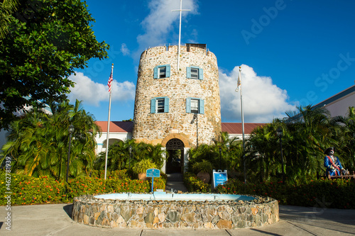 View of Bluebeard's castle against sky at Charlotte Amalie, US Virgin Islands photo