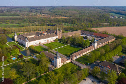 Aerial view of Princely Abbey of Corvey, Germany photo
