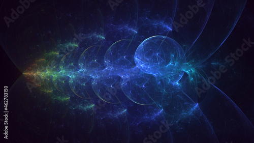 3D rendering abstract blue fractal light background