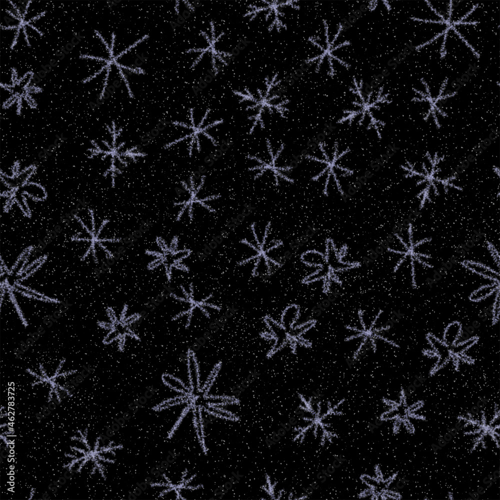 Hand Drawn Snowflakes Christmas Seamless Pattern. Subtle Flying Snow Flakes on chalk snowflakes Background. Authentic chalk handdrawn snow overlay. Glamorous holiday season decoration. Hand Drawn Snowflakes Christmas Seamless Pattern. Subtle Flying Snow Flakes on chalk snowflakes Background. Authentic chalk handdrawn snow overlay. Glamorous holiday season decoration.