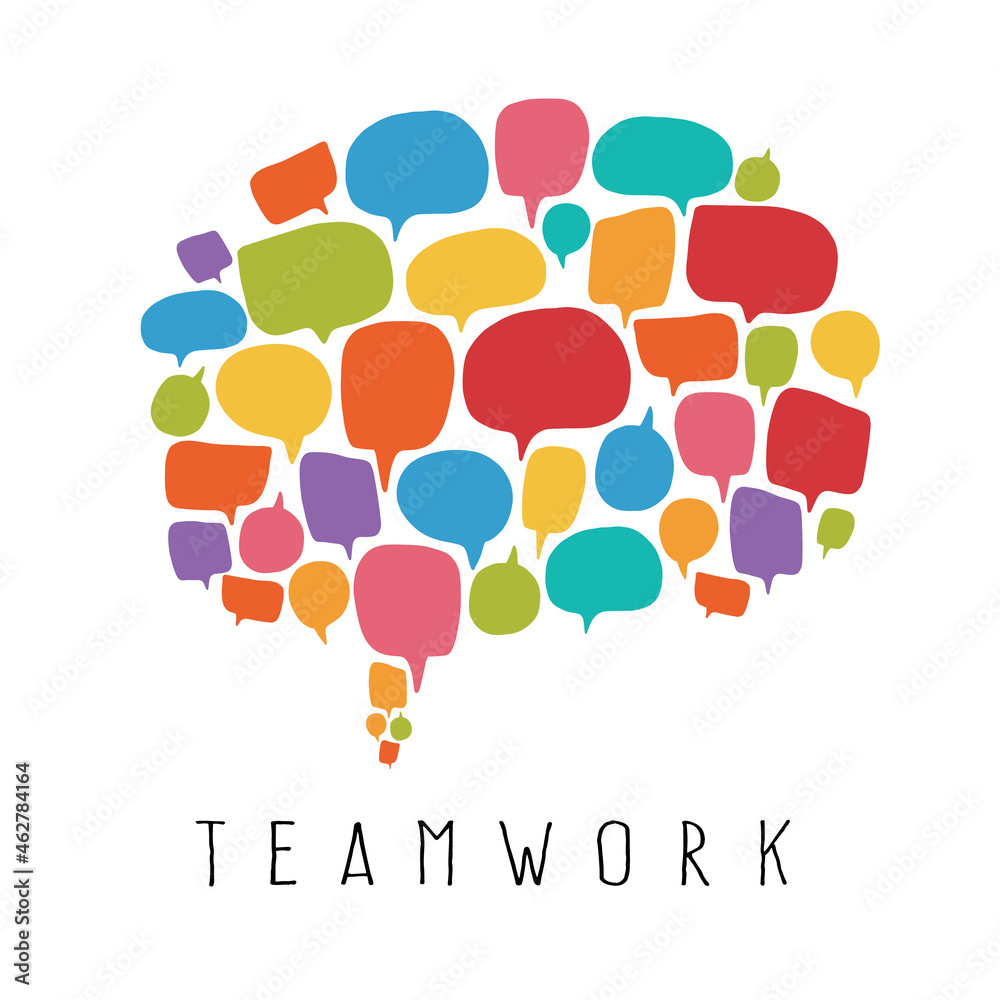 Set of colorful speech chatting bubble vector. Business team working