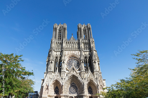 France, Marne, Reims, Facade of Reims Cathedral photo