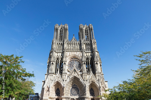 France, Marne, Reims, Facade of Reims Cathedral