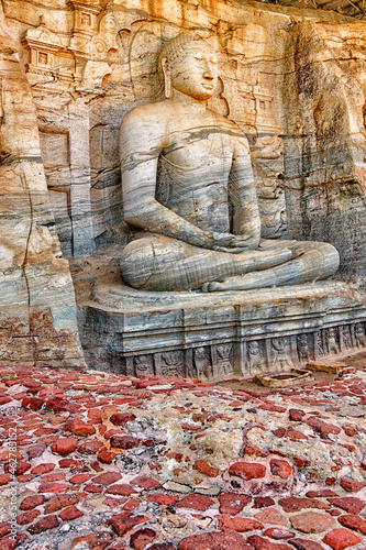 Sri Lanka, North Central Province, Polonnaruwa, Sculpture of meditating Buddha in Gal Vihara temple photo