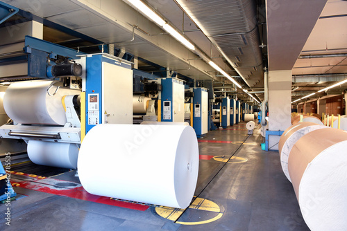 Printing shop: paper roll at a printing press