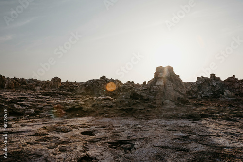 View of volcanic landscape at Dallol Geothermal Area, Danakil Depression, Ethiopia, Afar