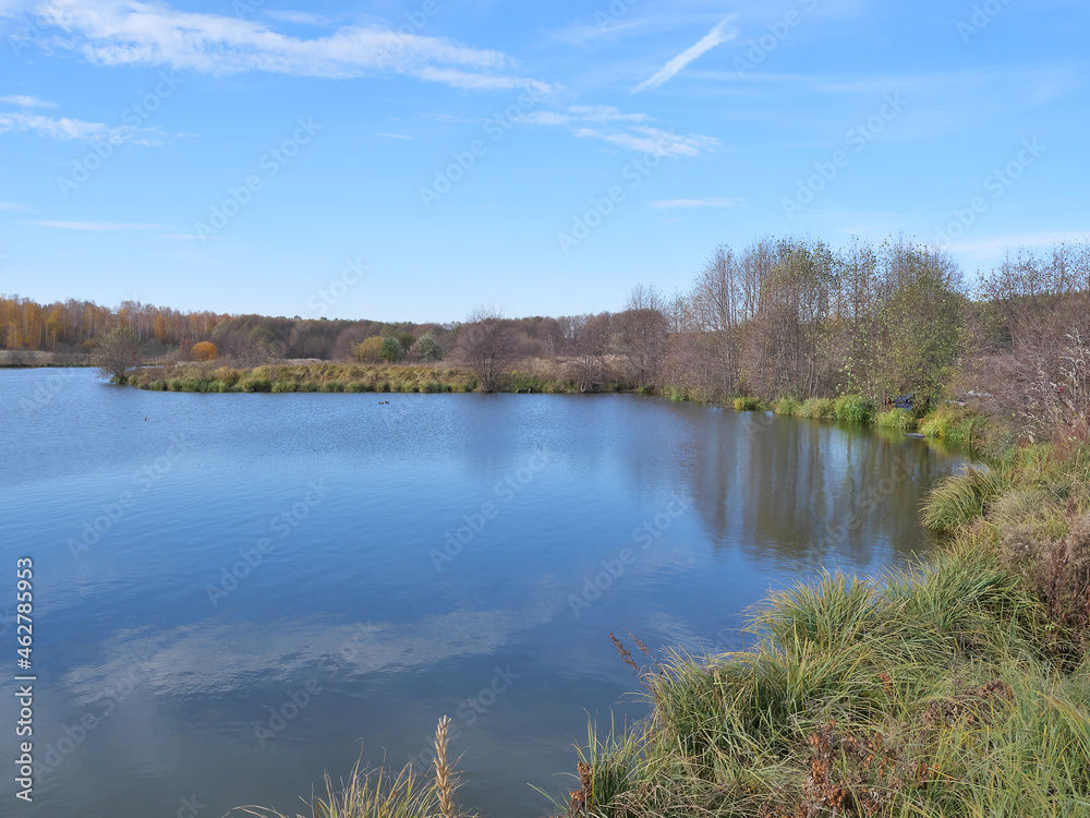 Fototapeta premium autumn landscape with lake