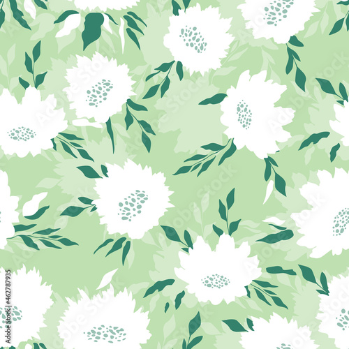 Floral seamless with hand drawn color roses. Cute summer background with flowers and leaves. Modern floral compositions. Fashion vector stock illustration for wallpaper, poster, card, fabric, textile