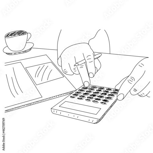Finger and calculator to calculate economy and finance concept