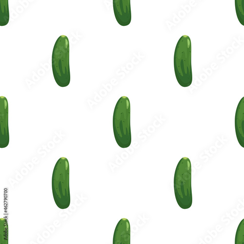 Seamless vector background with direct rows of cartoon green cucumbers.