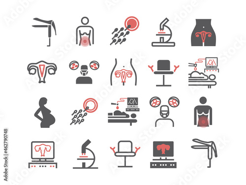 Gynecology icons. Hospital department. Health care center. Vector signs for web graphics.