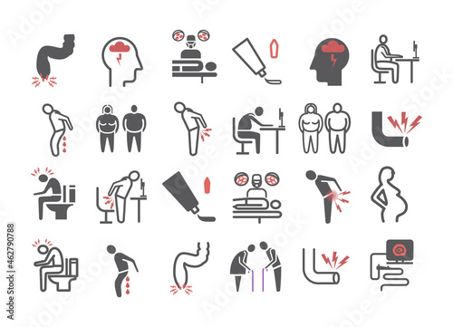 Hemorrhoids icon Infographics. Vector signs for web graphics.