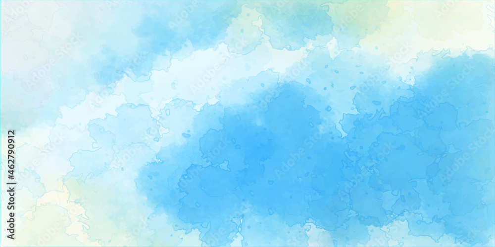 Colorful winter blue ink and watercolor textures on white paper background. Chaotic stylish abstract organic design.