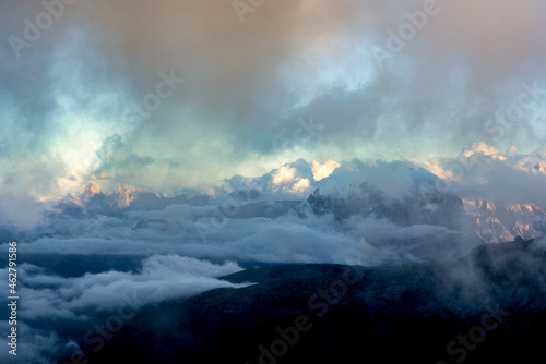 Italy, Veneto, Dolomites, Alta Via Bepi Zac, Sunset photo