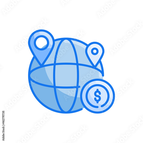 Global Business vector blue colour icon style illustration. EPS 10 file